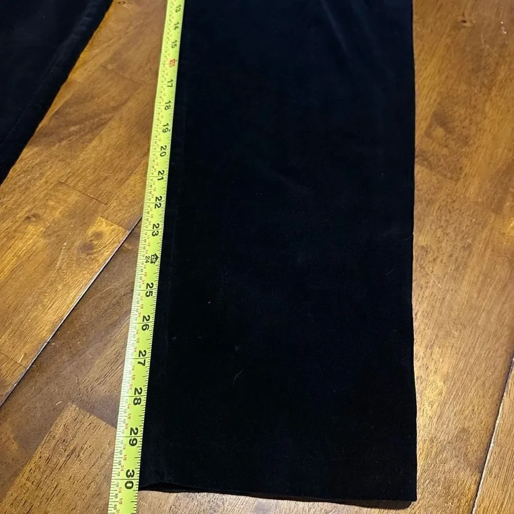 VTG Casablanca Velvet Pants Pleated Black Size 6 USA Women's High Rise 25”x30”